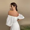 Churses Sexy Slash Neck Dos Nu Robe Midi Automne Élégant Bouffée Demi Manches Une Ligne Longue Robes De Soirée Pour Les Femmes 220402