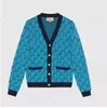 2024 Women Sweater New G Luxury Designer Märke Sticked V Neck Kontrast Färgknappar Letter Coat