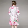 High-end Trend Womens Retro Dress Long Sleeve Ruffle Printed Dress 2023 Summer Autumn Floral Dress Temperament Lady Shirt Dresses