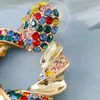 Gold Metal Rhinestone Dangle Kolczyki Wysokiej jakości moda kryształy akcesoria biżuterii dla kobiet