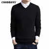 COODRONY Pull En Laine Mérinos Hommes Automne Hiver Épais Chandails Chauds Et Pulls Casual Col En V Pure Laine Pull Pull Homme 7305 210820