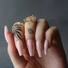 Falso unhas gloosia caixão artificial falso 24pcs Ballet Nude glitter UV gel naturalmente decorado prud22