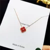 Moda coreana 18k Rose Gold Green Clover pingente de colares com jóias de colar de aço inoxidável de cadeia de cadeia cruzada para mulheres