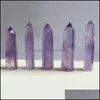 Arts And Crafts Arts Gifts Home Garden Natural Purple Crystal Quartz Tower Point Obelisk Wand Healing 5Cm 6Cm 7Cm Drop Delivery 2021 W4Ub