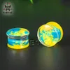 Kubooz Acrylic White Yellow Blue Snowflakes Ear Tunnels Plugs Earring Body Jewelry Piercing Gauges Expanders Stretchers Wholesale 8mm to 16mm 30PCS