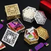 1PC 6cm Mini Plastic Hollow Gold Foil Cake Candy Wedding Favor Marriage Baby Shower Gift Treat Box Party Event Supply 220812