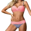 Dames badmode gestreepte splicing gegolfde bikini set vrouwen zomer sexy zwemkostuum badpak strandkleding maillot de bain femmewomen's