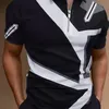 Männer Polo Shirts Sommer Hohe Qualität Casual Täglichen Kurzarm Gestreiften Herren Shirts TurnDown Kragen Reißverschlüsse TEES Männer 220608