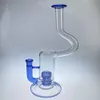 Hookah Glas Bong Blue gebogen nek 16inch 18 mm gewricht rookpijp olievlekken