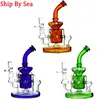 Nave per mare Bong in vetro Narghilè Tornado Klein Recycler Soffione doccia Perc Bong Base pesante Fab Egg Water Pipe 14mm Female Joint Oil Dab Rigs con ciotola