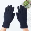 Cinq doigts gants hiver dames polaire en peluche couleur unie poignet plein doigt mitaines mode femme chaud 8