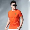 Męskie Koszulki Pomarańczowe Wysokiej Jakości Merceryzowane Bawełna Top 2022 Lato Nowa Round Neck Odzież męska Moda Marka Logo Drukowanie Krótki rękaw Tees M-4XL