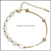 Link Chain Armelets smycken 2021 Fashion Pearl Natural Stone Pärledarmband för kvinnor Irregar Crystal Labradorite Bea Dhcar