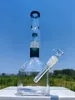 14 Inches 35CM Hookah Bong Glass Dab Rig Clear Pecork Green Cube Base Water Bongs Smoke Pipes 14mm Female Joint Local Warehouse