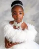 Lussuoso 2022 abito da ballo bianco Abiti di fiori abiti piume Tulle Liltttle Kids Birthday Cunginetto abiti da matrimonio ZJ517 S