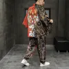 Etnik Giyim Stili Moda Erkek Geleneksel Çin Tang Set Hanedanlığı Aslan Baskı Dans Hanfu Daopao Chinoiserie Fantezi Cardigan304W