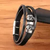 Charm armband special tillbehör skalle kombination rostfritt stål läder mäns armband handvävd magnet lås färg presentcharm int