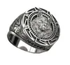 Кольца головы воина воина викинга для мужчин панк ювелирные изделия ретро волк тотем мужской серебряный цвет кольцо бедро хмель пальцев полосы GC894