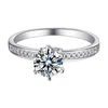 Обручальные кольца сверкающие натуральный моисанит драгоценный камень классический простой ряд кольцо для девочки 925 серебряный серебристый серебристый