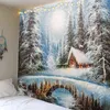 Snow Scene Tapestry Beautiful 3D Digital Printing Bakgrund Bohemian Hippie Olika storlekar J220804