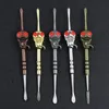 Rauchen Wax Dab Cleaner Tools Haken Earpick Dabber Tool Reinigung PP-Beutel Verpackung 6 Styler Wax Dabbers Skull Badge Mask Man Schaufelspitzen für Paste Fett Dry Herb Soild