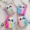 Pop Cute Panda Bubble Purse Crossbody Rainbow Sac à bandoulière Push Bubble Fidget Toy Sac à main pour enfants