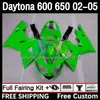 Rampaket för Daytona 650 600 CC 02 03 04 05 BOODWORK 7DH.22 COWLING DAYTONA 600 DAYTONA650 2002 2003 2004 2005 BODY DAYTONA600 02-05 MOTORCYCLE FAIRING GLOSS GRÖN