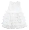 Ins Summer Princess Girl vestiti Abito senza maniche O-Collo Fiore Ricamo Bianco Rosa Abiti da sposa per feste 100-140 cm