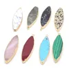 Pendant Necklaces Natural Stone Gem Bamboo Leaf Marquise Jewelry Handcraft DIY Necklace Bracelet Earring Accessories Gift Making 15x55mm