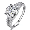 Solidne Prawdziwe 925 Sterling Silver Pierścionek Zaręcznictwo Ślubne Pierścienie Dla Kobiet Dwa Kolory Palec Biżuteria