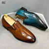 Nouvelles lettres peintes à la main chaussures pour hommes chaussures habillées en cuir mocassins pour hommes grande taille affaires décontracté chaussures simples A19