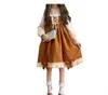 Japanse herfst nieuwe kawaii lolita splicing cosplay loli jurk zoete zachte meid boog volle mouw schattige ruches bruine streepjurken