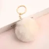 8cm pompom 백 키 체인 반지 브랜드 자동차 키어링 골드 컬러 키 체인 폼폰 가짜 가짜 토끼 모피 매력 체인 Diy Pom Poms Ball Bag Bag Pendant Jewelry Gifts