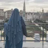 Odzież etniczna kobiety długi Khimar hidżab Islam topy bez rękawów Abaya Jilbab Ramadan modlitwa odzież Abayas muzułmański arabski 3 Tier welony nikab cześć