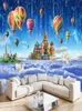 Özel 3D Duvar Kağıdı Sticker Avrupa Tarzı Gökyüzü Kale Duvar Kağıdı Yatak Odası Duvarlar Backdrop Fotoğraf Duvar Kağıtları