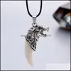 Ciondolo Collane Pendenti Uomo Antico Sier Tribal White Stark Wolf Fang Tooth Boho Outdoor Uomo Drop Delivery 2021 Gioiello Dhseller2010 Dhr0Y