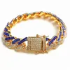 Pulseira cubana de hip hop 15mm 15mm Gold Diamond Bar Bracelet Jewelry