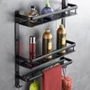 Badrumshyllor Black Space Aluminium Racks Multi-Layer Double Pole med krokar Amerikanska tillbehör YM-03Bathroom