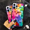 Hot Cases Pour iPhone 13 Pro Max 11 12 6s 7 8 Plus XR XS SE Case 3D Colorful Block Cover