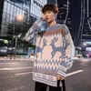 Męskie swetry świąteczne swetr mężczyźni jesienne turtleck pullover gengar przestronny druk patchwork skoczkowie ciepłe dzianiny Brzydkie brzydkie unisexmen's