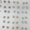 925 Silver Small 5 Diamondl Freshwater Pearl Earrings Ear Studs Blanda Färg Vit Purple Pink Lady/Girl Fashion Jewelry