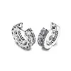 Women Mens Double Band Pave Hoop Earrings Original gift Box for Pandora Authentic 925 Sterling Silver Party Circle Stud Earring