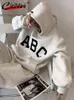 CiciVini Pull À Capuche ABC Lettre Polaire Chaud Femme Hoodies Lâche Ins Mode Automne Sweat Casual Vêtements Taille S-XL T220726