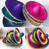 Meksika Parti Şapka Erkekler Kadınlar Geniş Kenarlı Hasır Çocuklar Yetişkin Açık Dekoratif Renkli Kenarlar Şapkalar Yaratıcı Moda Sombrero 220808