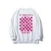 Moishe Tide American Style High Street Checkerboard 남성과 여성을위한 라운드 목 스웨터 느슨한 INS 패션 브랜드 힙합 커플 셔츠