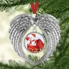 Sublimation Angel Wing Christmas Ornament 행하는 심장 기념 빈 심장 모양의 펜던트 홈 크리스마스 트리 벽 장식