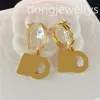 Pearl Earrings Simple Trend Big Hoop Earring Party Wedding Gift Jewelry Engagement Ruby Letter Creative Design Earrings Dongjewelr6163866