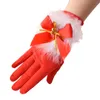 Cinq doigts gants de Noël mignon plume cloche extensible lait soie court doux doigt complet déguisement fête cinq