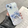 Retro Sunset Clouds Snow Mountain Cases For iPhone 14 13 Pro 11 12Pro Max XR XS Max 7 8 Plus X Lens Protection Shockproof Soft Cov7907643