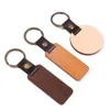 Personalized Beech wooden Leather Keychain Blank Round Rectangle Carving Pendant Accessories Luggage Decoration Key Ring DIY Thanksgiving Day Gift